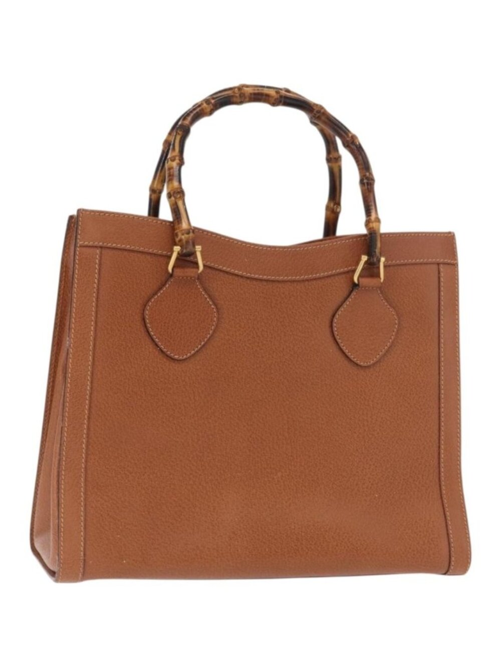 GUCCI Bamboo Tote Bag Leather Brown Gold 002 2853 0260